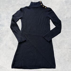 Tory Burch Brodie Tunic Sweater Dress Navy Blue Turtleneck Long Sleeve - Size XS